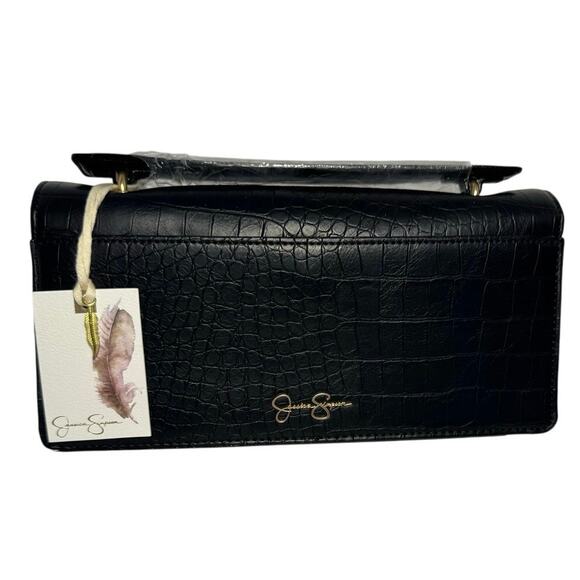 Jessica Simpson Brooke Clutch Python Shoulder Bag With Gold Chain Strap - Picture 8 of 8